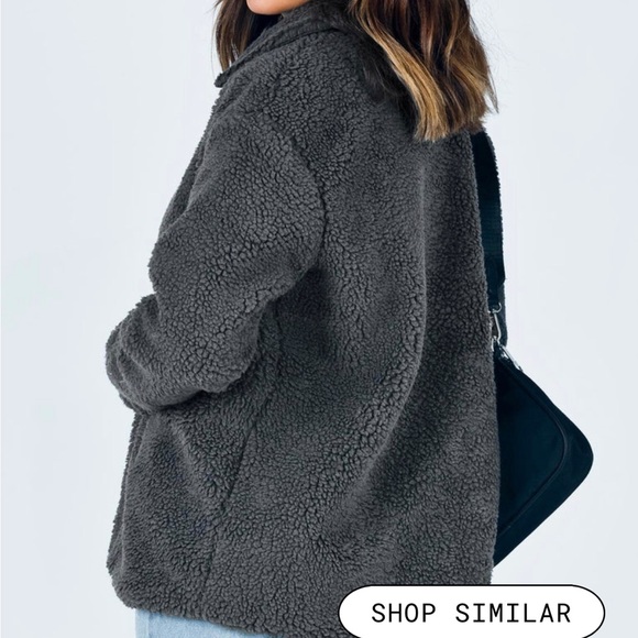 Princess Polly grey sherpa sherpa jacket/  shacket size S/M - Picture 4 of 10